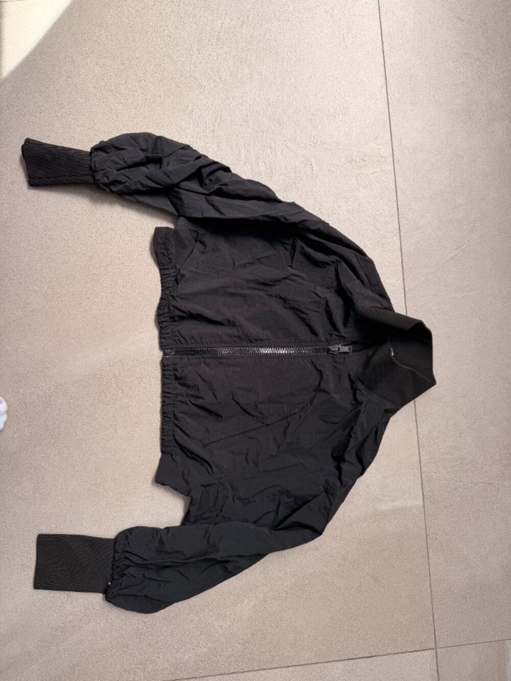Black Cropped Zip Track Jacket